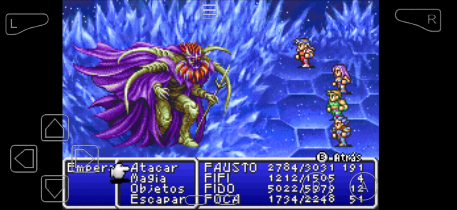 Screenshot de batalla contra el jefe final de Final Fantasy 2