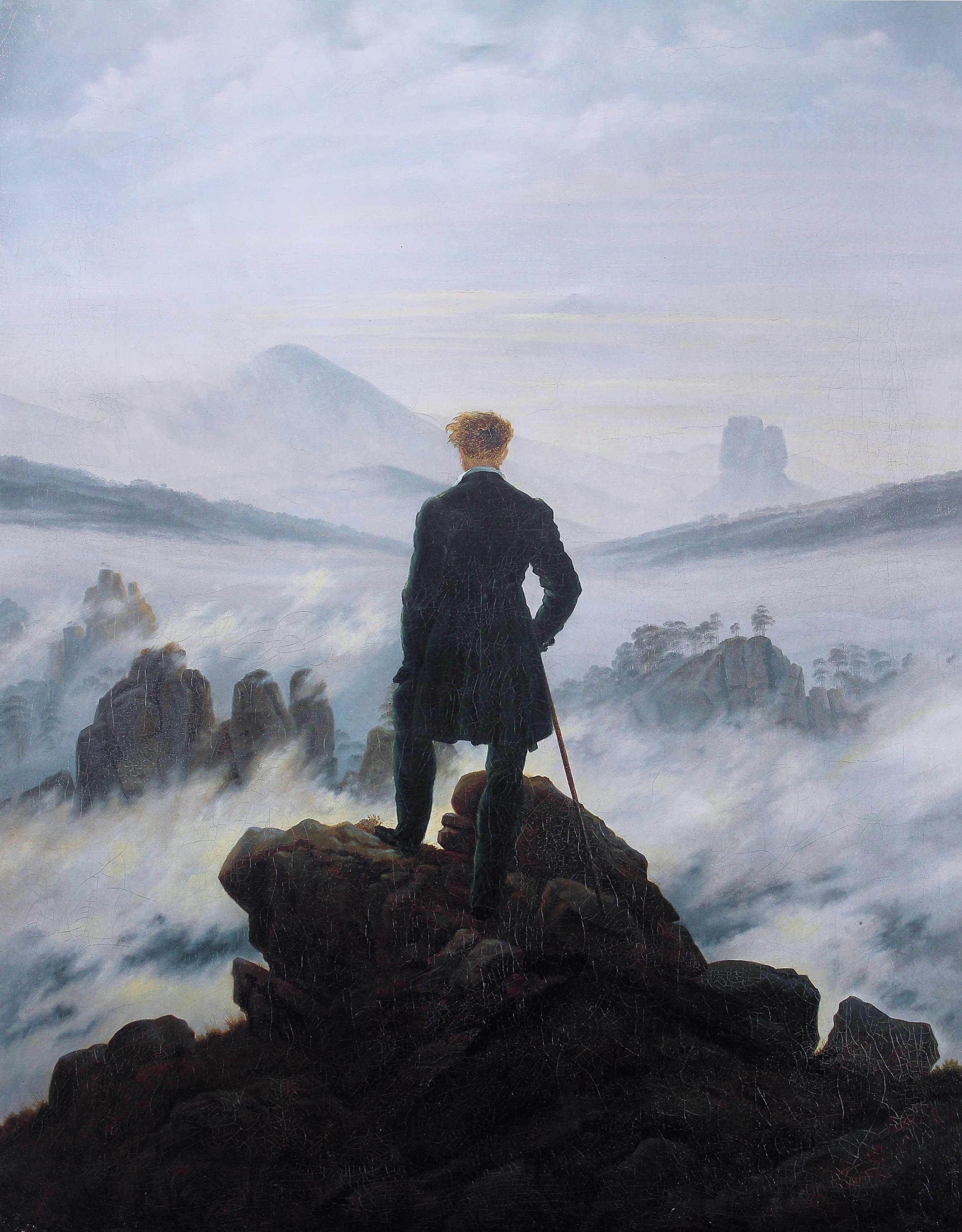 Fondo Pintura El caminante sobre el Mar de Niebla